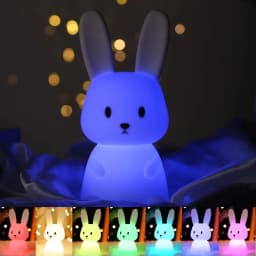 GGbingo Silicone Rabbit LED Night Light with Touch Sensor Cute Animal Table Lamp for Bedroom Decor Gift for Kids Baby Child Home