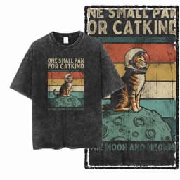 Cool Cotton Cat Printed Retro Washed Distressed Men t-shirt Black Big Size T Shirt For Men Unique Graphic Tshirt Tee G52