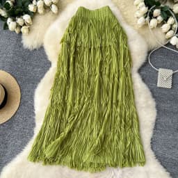 New In 2026 Spring Summer Tassel Midi Long Skirt For Women Trendy High Waist Streetwear Casual Skirts