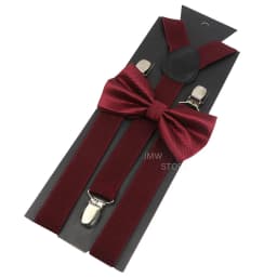Adjustable Elastic Leather Suspenders Bowtie Set Men Women Baby Blue Braces Straps For Wedding Y-Back Shirt Accessories Gift