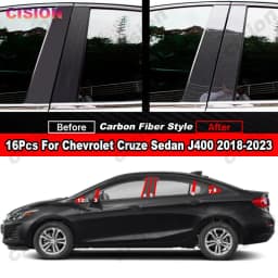 16x Glossy Black Car Door Window Center Column B C Pillar Post Cover Mirror Effect Trim For Chevrolet Cruze Sedan J400 2018-2023