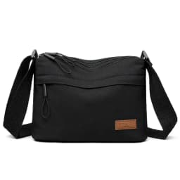 3 Main Pockets High Capacity Shoulder Crossbody Bag for Women Multi-pocket Purse Canvas Handbag Suitable for Mothers Shopping