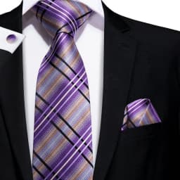 Hi-Tie Silk Wedding Tie For Men Blue White PlaidHandky Cufflink Set Fashion Designer Necktie For Men Business Party Dropship