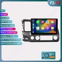 10.1 " Hizpo 2Din Android Auto Car Radio for Honda Civic 2006 - 2011 Snapdragon 6115 GPS RDS DSP BT 4G CarPlay SWC 360 ° CAM
