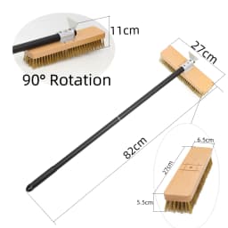 Pizza Oven Brush Copper Stove Brush Bristle Brass Wood Long Handle Grill Cleaning Oven Brush for Small Oven Kitchen Tool