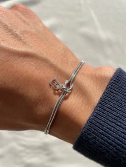 Custom Initial Love Knot Bracelet, Dainty Stainless Steel Couple Snake Chain Infinity Knot Bracelet Set, Handmade Christmas Gift