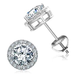 Round Moissanite Diamond Ear Studs Earring Pass Diamond Test Moissanite Stud Earrings For Women Man Sterling Silver Jewelry Gift