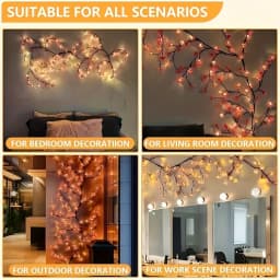 Cherry Tree Branch Lights USB Powered Blossom Branch Decoration Night Lights for Home Wall Cherry Enchanted Willow Vine Lights