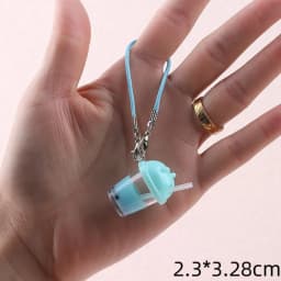 Cute Bubble Tea Handbag Charm Resin Mini Size Milk Tea Pendant Simulation Model Colorful Car Key Chain for Kids Gifts