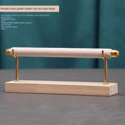 Solid Wood Base Multi-Layer Ring Display Rack with Removable Metal Sponge Stick Ring Holder for Jewelry Storage Organization