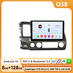 10.1 " Hizpo 2Din Android Auto Car Radio for Honda Civic 2006 - 2011 Snapdragon 6115 GPS RDS DSP BT 4G CarPlay SWC 360 ° CAM