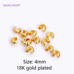 18K Gold Plated Open Crimp Beads Covers Brass Stripe Crimp End Beads Stopper DIY Handmade Crafts Accessories For Jewelry