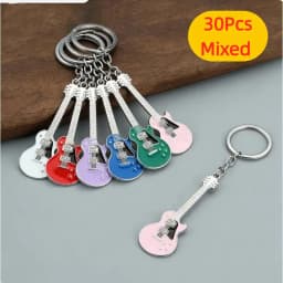 10-100Pcs Creative Musical Instrument Pendant Event Gift Bag Pendant Metal Lacquer Guitar Keychain