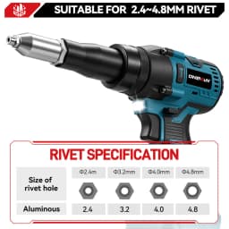 ONEVAN 25000N Brushless Electric Rivet Gun Cordless Rivet Nut Gun Drill Insert Automatic Riveting Tool For Makita 18V Battery Pin