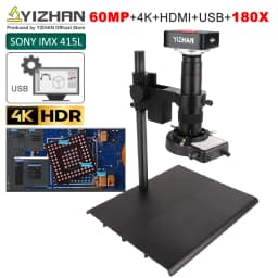 YIZHAN 60MP 48MP 4K USB HDMI VGA Digital Video Monocular Microscope Camera Continus Zoom 180X 215x Soldering Phone Repair Tools