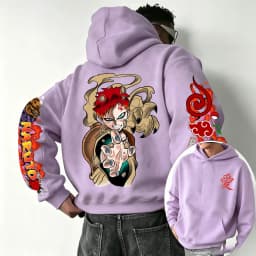 Naruto Gaara 2026 Spring and Autumn New Cartoon Anime Harajuku Y2K Street Fashion Couple Hooded Sweatshirt