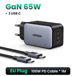UGREEN 65W GaN Charger Quick Charge 4.0 3.0 PPS PD 3.0 Fast Charger 3 USB C For Macbook Air Laptops Tablets iPhone 18 17 16 Pro