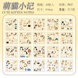 Journal GO 20pcs Kitten Diary Sticker Book Lovely Scrapbooking diy Cat Stickers for Collage Junk Journal Card Mobile Alum Decor