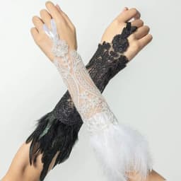 1PC Sexy Lace Feather Gloves Gothic Mesh Sleeve Halloween Party Wedding Stage Dance Performance Sleeve Wrist Cuffs Gloves