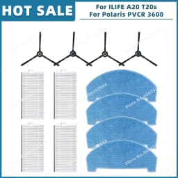 Compatible For ILIFE A20 T20s V3x / Polaris PVCR 3600 / G2 0926W / G2 0726W / G2 1226 Parts Accessories Filter Side Brush Mop