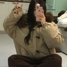Women's Cotton Jacket Coat Winter Thickened Warm Long Sleeve Hooded Chic High-End Feeling Large Fur Collar Button up Top