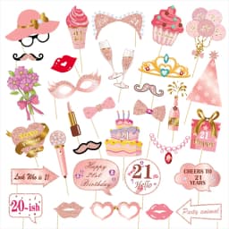 33Pcs 16 18 21 30 40 50 60 Year Old Photo Booth Props For Girl Women Adult Birthday Party Photobooth Props Anniversary Supplies