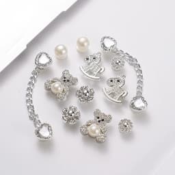 Shoe Charms for Clogs Silver Color DIY Accessories Cute & Edgy Butterfly Pearl Chains Flower Animals Decor Fashion For Sandals