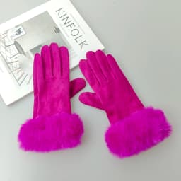 Winter Suede Leather Internal Plush Full Finger Outdoor Riding Warm Gloves Woman's Plush Thick Touch Screen Driving Mittens H92
