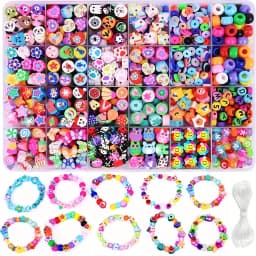 SHU YU 14400/4200/2400pcs Assorted Polymer Clay Beads Kit for DIY Jewelry Making-Handmade Craft for Bracelet, Necklace, Earrings
