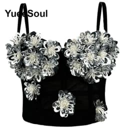 Black Y2K Tops White Rhinestone Sequins Tassel Slim Crop Top New Gothic Party Club Wedding High Street Sexy Corset Top Camis