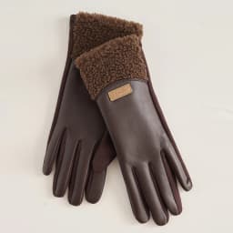 Winter Thickened Fleece Lined PU Leather Suede Gloves Women Outdoor Cycling Drive Windproof Touch Screen Keep Warm Gloves