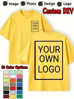 Double Sided Custom Logo T-Shirt Summer Y2K Loose Cotton Short Sleeves Crewneck Casual T Shirts Team Company Women's Tops