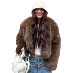 2025 Selling Autumn Winter Fluffy Fox Fur Jacket Women Thickened Warm Faux Fur Jacket Short Street Fashion Luxury Plush Jacket