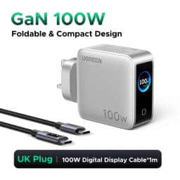 UGREEN 100W GaN Charger With Smart Display EU/UK/US Foldable Plug QC4.0 AVS For Macbook Pro Laptop iPhone 18 17 Pro iPad Samsung