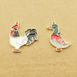 10pcs Enamel Cock Duck Charm for Jewelry Making Necklace Bracelet Earring Pendant Diy Accessories Zinc Alloy Gold Plated