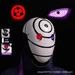 Naruto Anime Helmet mask eyes shining Cosplay Uchiha Obito Shine Mask Akatsuki Sharingan Cartoon Shine Highly Imitative toy Mask