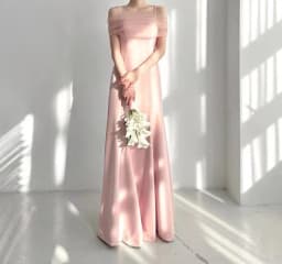 Elegant Pink Satin Strapless Evening Dress for Wedding Birthday Anniversaries And Parties Korean Style Slim Fit Long Gown