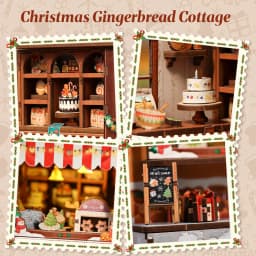 Original CUTEBEE Christmas DIY Miniature Dollhouse Kit Gift for Adults 1:18 Gingerbread House 3D Puzzles Model Building Set