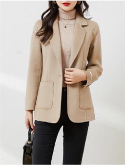 Women's Suit Collar Double-sided Cashmere Wool Coat 2024 Fall Winter Chic Ladies Single Button Loose 100% Woolen Blazer Jackets