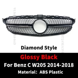 GT Diamond Front Bumper Grille For Mercedes W205 Grill C205 S205 Benz C 2014-2021 C200 C260 C180 C250 C300 Coupe AMG Tuning