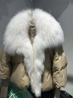 OFTBUY New Duck Down Jacket Winter Coat Women Super Large Real Silver Fox Fur Collar Jacket Knit Sleeve Fashion Luxury Outerwear