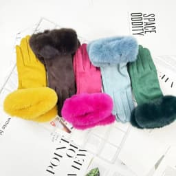 Winter Women Keep Warm Plus Velvet Touch Screen Thicken Plush Wrist Suede Gloves Solid Simple Elegant Soft Drive Cycling