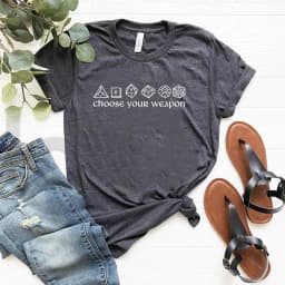 Choose Your Weapon T-shirt Funny DnD Dice Shirt Board Games RPG Gaming Tees Unisex Short Sleeve Tshirt Vintage D&D DM Tops Tee