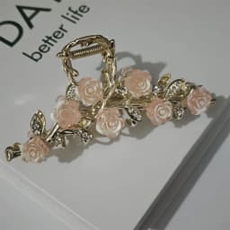 Rose Flower High-End Hairpin, New Rose French Style Elegant Back-Of-Head Clip, Metal Hair Accessory for Updos, Shark Clip