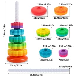 Toddler Rotating Rainbow Tower Spinning Stacking Pyramid Tower Cup Montessori Educational Puzzle Sensory Baby Kid Toy Gift
