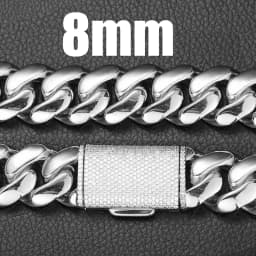 8/10/12/14mm Solid Stainless Steel Cuban Miami Link Chain Necklaces for Men Hip Hop Bling Iced out Rapper Jewelry