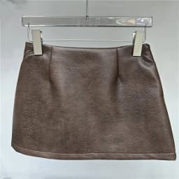 DEAT 2026 Autumn High Street Style Letter Square Rhinestone Decoration Low Waist Mini‑Skirt For Women PU‑Leather Skirts 29A9423