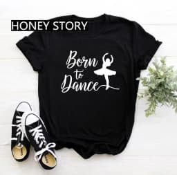 Dance Letter Print T Shirt Ballet Silhouette Monogram Print Women's T-shirt Loose Aesthetic Tops Graphic T Shirts Pro Choice