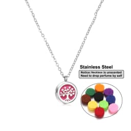 Stainless Steel Aromatherapy Essential Oil Diffuser Necklace Mini Tree Flower 12mm Locket Charm Aroma Perfume Pendant Necklace