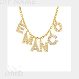 EMANCO Customized Name Necklace Personalized Zircon Letter Stainless Steel Choker Necklace Pendant Nameplate Gift Dropshipping